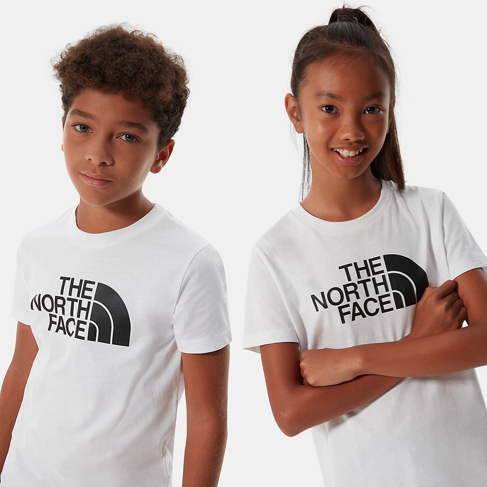 The North Face T-Shirts Youth Australia - The North Face Easy Short-Sleeve White / Black (BXS-913082